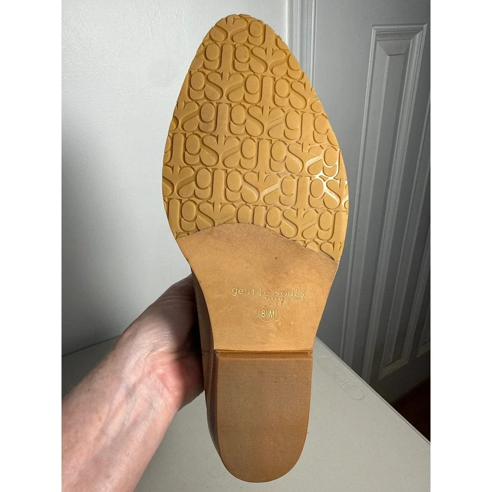 Gentle Souls Kenneth Cole Tan Leather Pointed Toe Ankle Boots Womens 8.5M